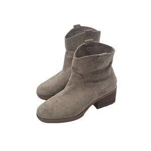 Sorel Pull On Boots Tan Suede Ankle Sz 7.5 Rubber Sole